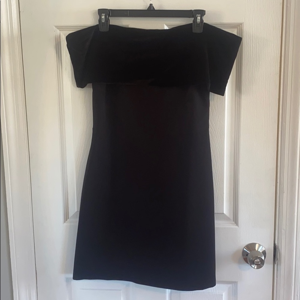 Black off the shoulder mini dress